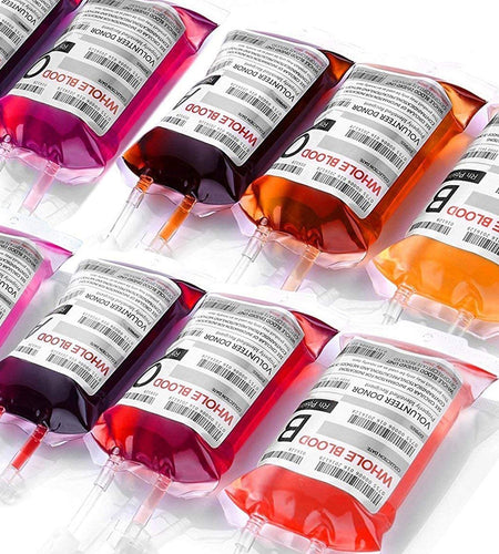 Blood Bags for Drinks, 10 IV Bags for Halloween Party Decoration, Reusable Drink Pouch for Live Blood of Theme Parties, Masquerade,Vampire,Zombie,Nurse Graduation Party Props