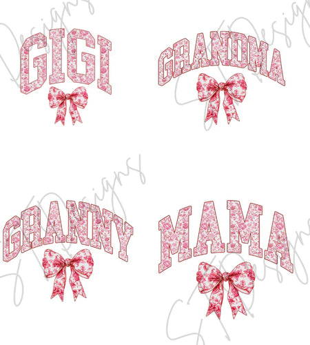 Pink Floral Custom Name Bow Sweatshirt or Joggers