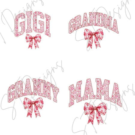 Pink Floral Custom Name Bow Sweatshirt or Joggers