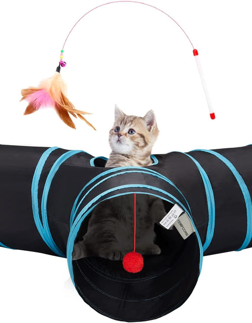 Load image into Gallery viewer, Pet Cat Tunnel Tube Cat Toys 3 Way Collapsible, Cat Tunnels for Indoor Cats，Kitty Tunnel Bored Cat Pet Toys Peek Hole Toy Ball Cat, Puppy, Kitty, Kitten, Rabbit
