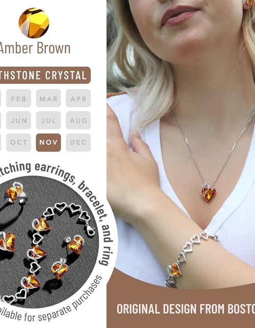 Load image into Gallery viewer, Infinity Love Heart Pendant Necklace with Birthstone Crystals for 12 Months, Jewelry Gifts for Women, Silver-Tone, 18"+2"
