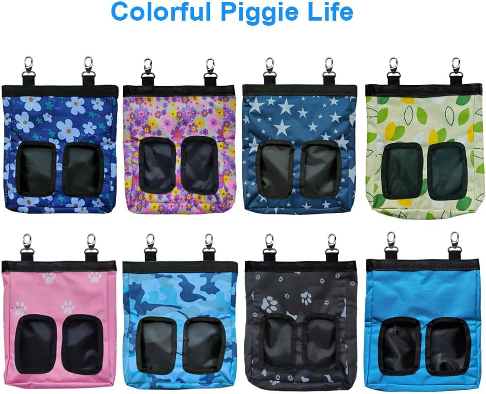 Guinea Pig Hay Feeder, Hanging Rabbit Hay Feeder Bag for Guinea Pigs Bunnies Chinchillas. M, Black Paws