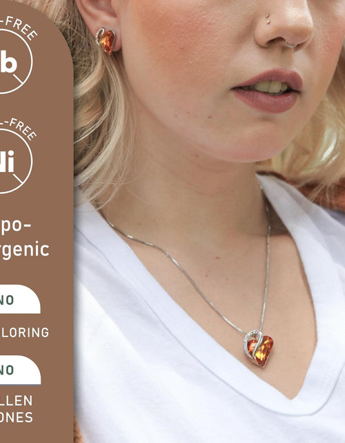 Load image into Gallery viewer, Infinity Love Heart Pendant Necklace with Birthstone Crystals for 12 Months, Jewelry Gifts for Women, Silver-Tone, 18"+2"
