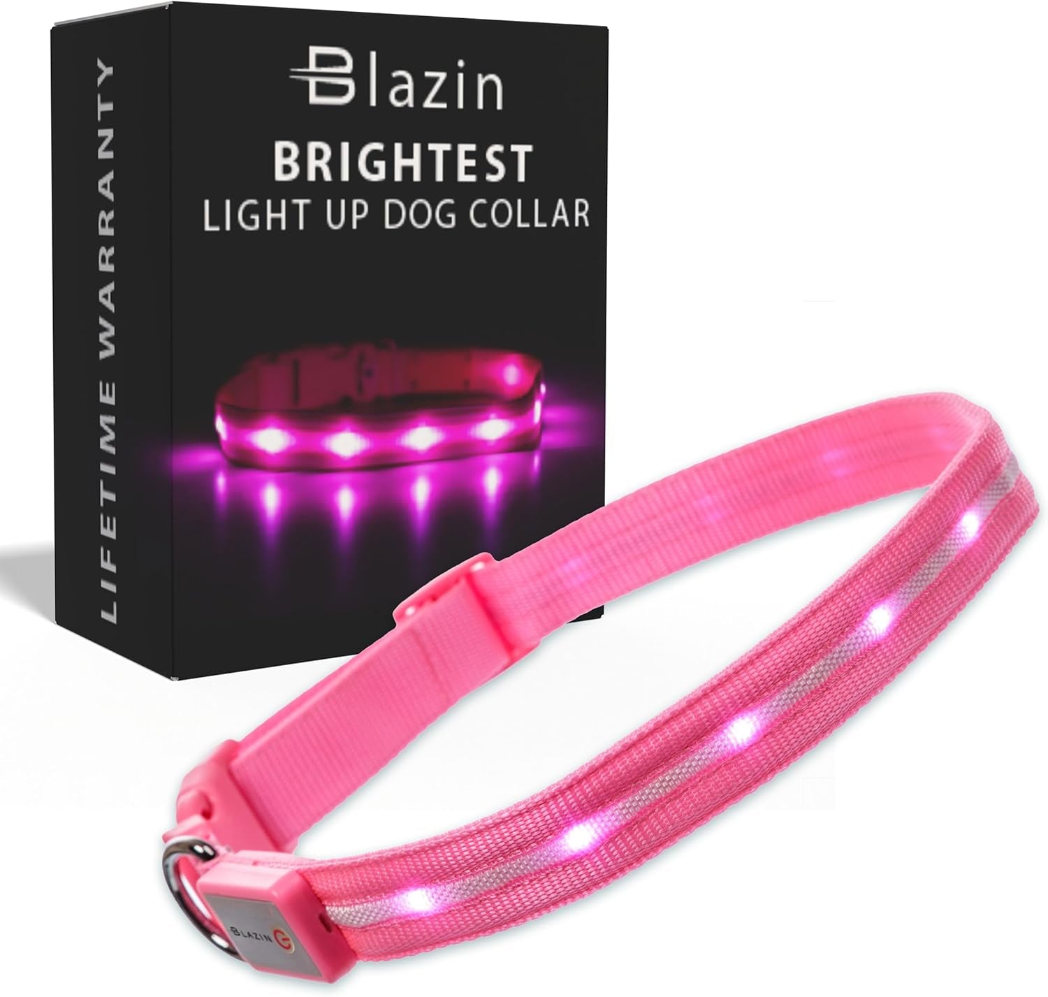 ' Safety LED Dog Collar – USB Rechargeable with Water Resistant Flashing Light