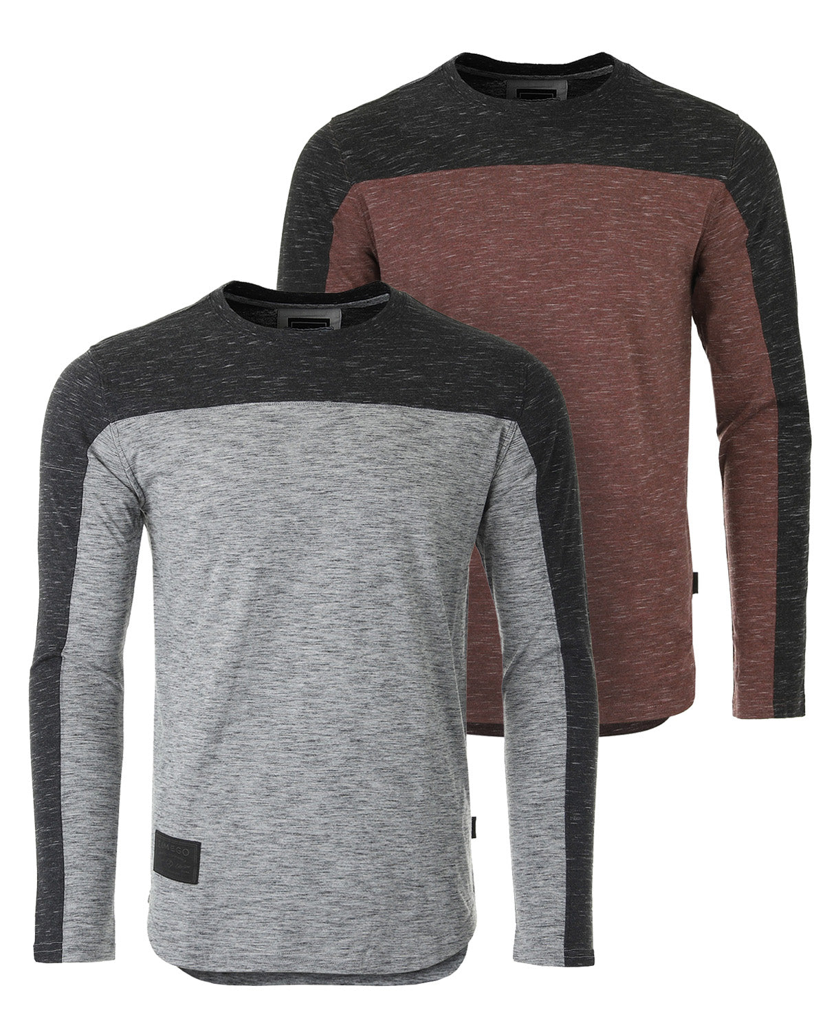 Athletic Color Block Long Sleeve Curved Hemline Casual Shirt