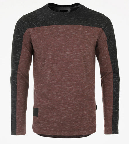 Athletic Color Block Long Sleeve Curved Hemline Casual Shirt