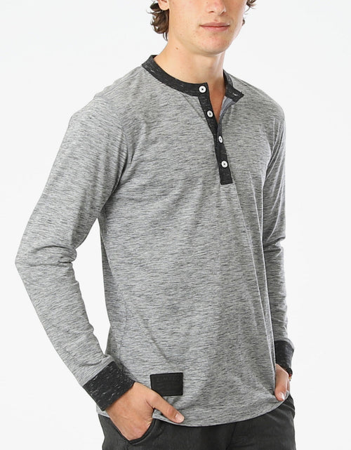 Load image into Gallery viewer, ZIMEGO Men's Long Sleeve Contrast Button Placket Neck Cuffs Casual Henley Shirts
