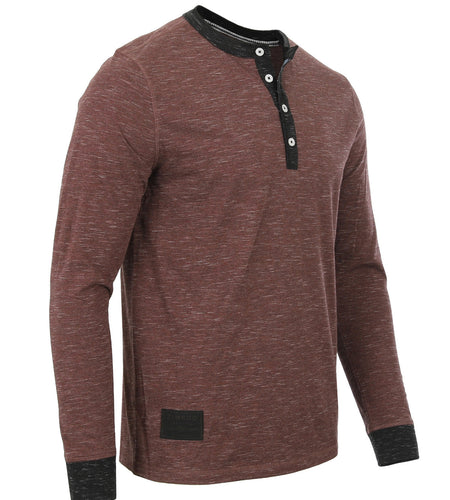 ZIMEGO Men's Long Sleeve Contrast Button Placket Neck Cuffs Casual Henley Shirts