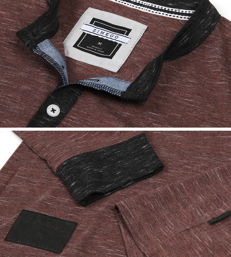 ZIMEGO Men's Long Sleeve Contrast Button Placket Neck Cuffs Casual Henley Shirts