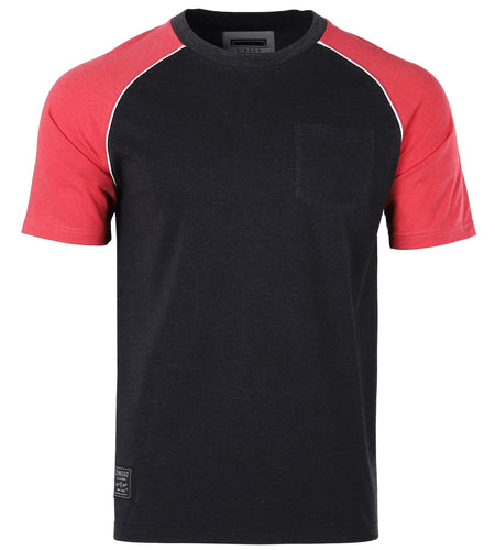 Mens Short Sleeve Raglan Tee - Color Block Retro Casual T-Shirt
