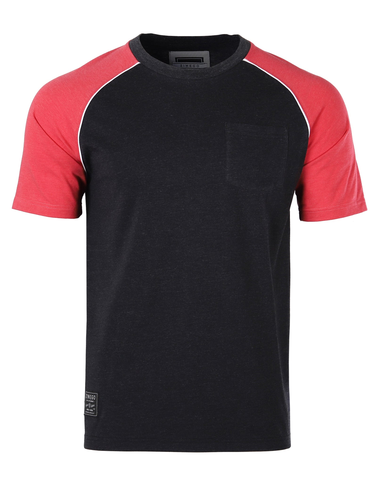 Mens Short Sleeve Raglan Tee - Color Block Retro Casual T-Shirt