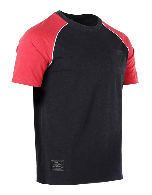 Load image into Gallery viewer, Mens Short Sleeve Raglan Tee - Color Block Retro Casual T-Shirt
