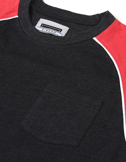 Load image into Gallery viewer, Mens Short Sleeve Raglan Tee - Color Block Retro Casual T-Shirt
