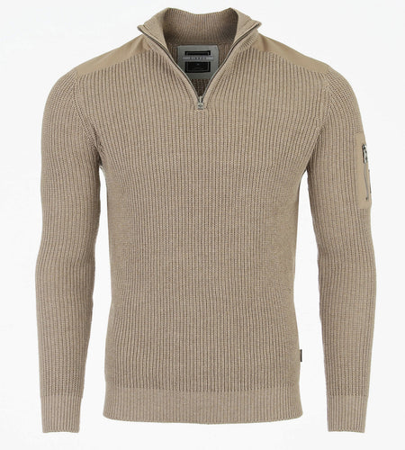 ZIMEGO Mens Long Sleeve Pullover Quarter Zip Mock Neck Polo Sweater