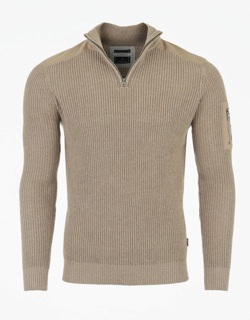 Load image into Gallery viewer, ZIMEGO Mens Long Sleeve Pullover Quarter Zip Mock Neck Polo Sweater
