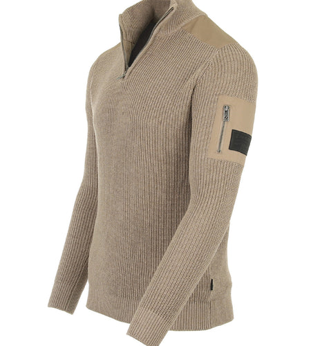 ZIMEGO Mens Long Sleeve Pullover Quarter Zip Mock Neck Polo Sweater