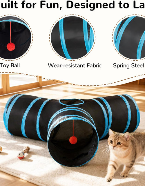 Load image into Gallery viewer, Pet Cat Tunnel Tube Cat Toys 3 Way Collapsible, Cat Tunnels for Indoor Cats，Kitty Tunnel Bored Cat Pet Toys Peek Hole Toy Ball Cat, Puppy, Kitty, Kitten, Rabbit
