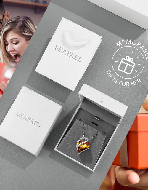 Load image into Gallery viewer, Infinity Love Heart Pendant Necklace with Birthstone Crystals for 12 Months, Jewelry Gifts for Women, Silver-Tone, 18"+2"
