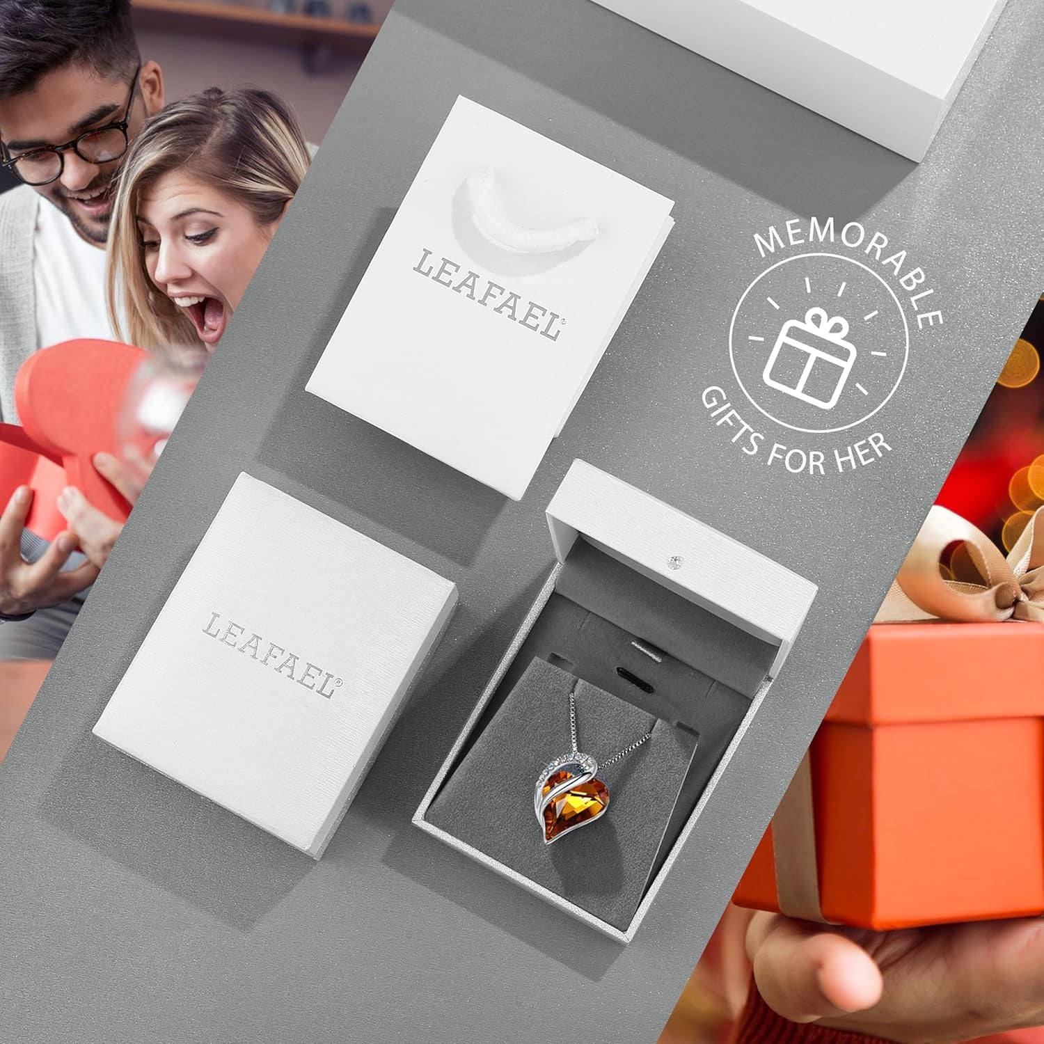 Infinity Love Heart Pendant Necklace with Birthstone Crystals for 12 Months, Jewelry Gifts for Women, Silver-Tone, 18"+2"