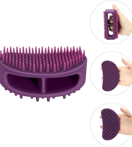 Soft Silicone Dog & Cat Grooming Brush - Pet Bath & Massage for Short or Long Hair - Slicker Shedding Hair Brush Purple
