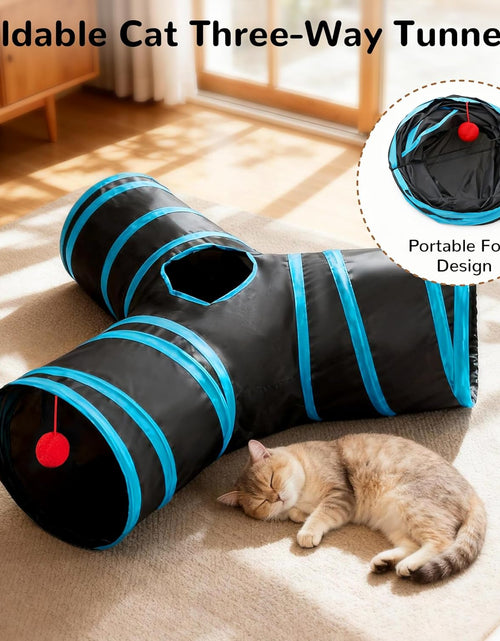Load image into Gallery viewer, Pet Cat Tunnel Tube Cat Toys 3 Way Collapsible, Cat Tunnels for Indoor Cats，Kitty Tunnel Bored Cat Pet Toys Peek Hole Toy Ball Cat, Puppy, Kitty, Kitten, Rabbit
