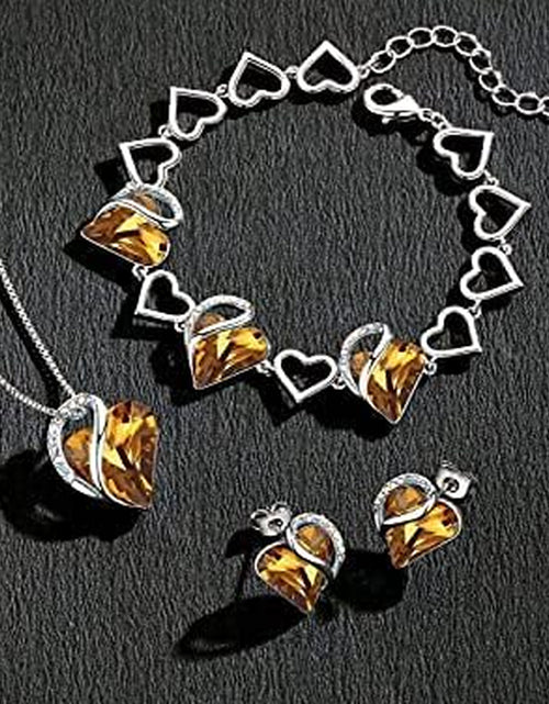 Load image into Gallery viewer, Infinity Love Heart Pendant Necklace with Birthstone Crystals for 12 Months, Jewelry Gifts for Women, Silver-Tone, 18"+2"
